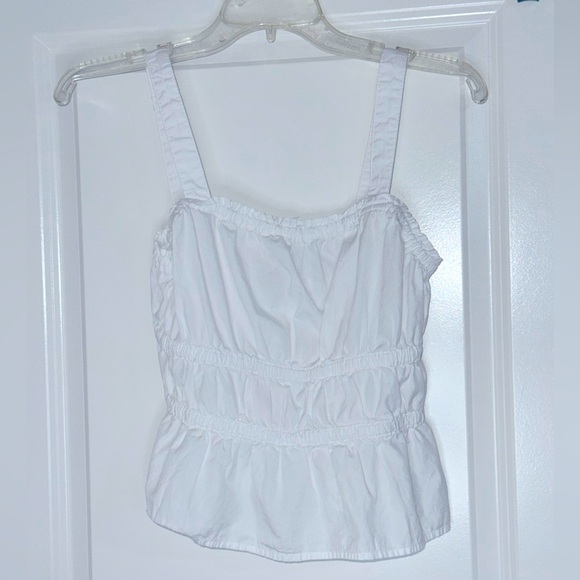 Madewell Women's White Poplin Sophia Peplum Tank Size XS - Picture 2 of 6
